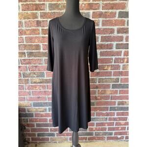 Eileen Fisher scoop neck Petite dress - Black   Minimalist Stretch Rayon Size PS
